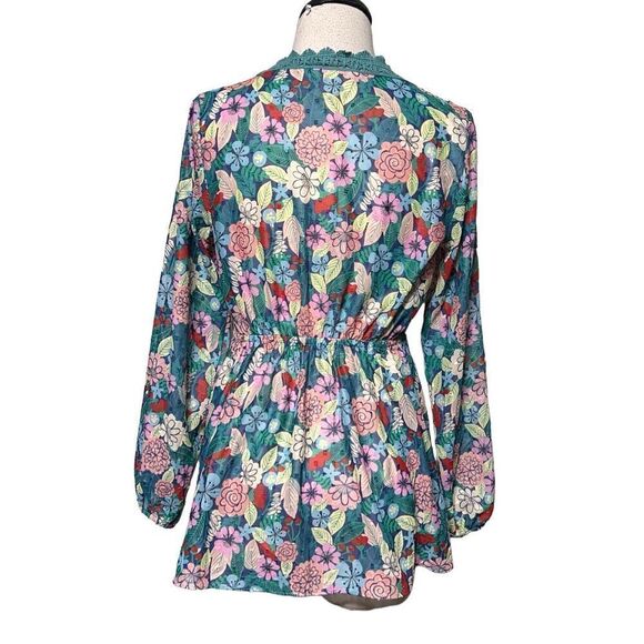 Matilda Jane Sheer Floral Long Sleeve Boho Pheasant Tunic Blouse Size XS - Picture 3 of 5
